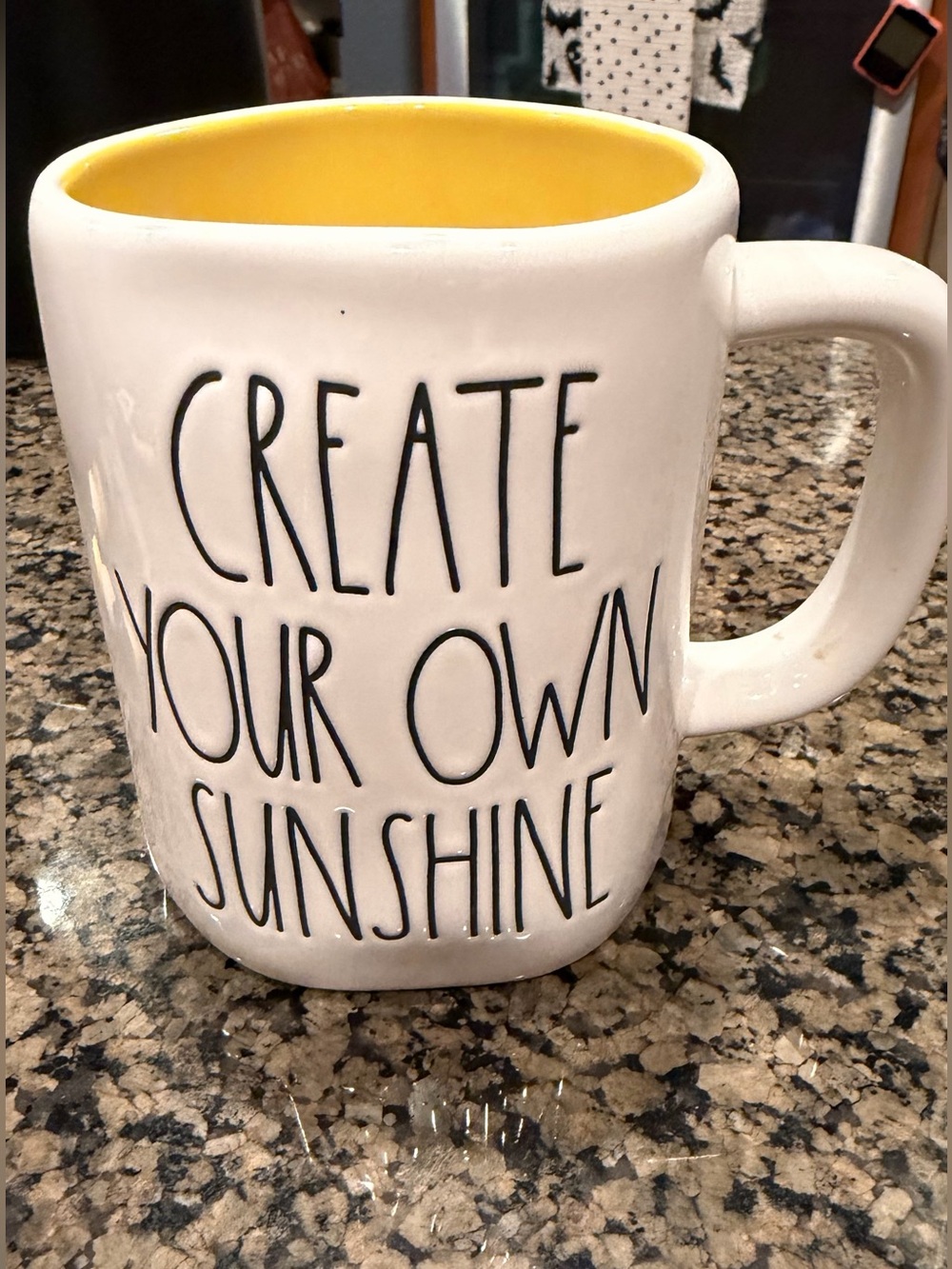 Rae Dunn - White Ceramic 'Create Your Own Sunshine' Mug with Yellow Interior